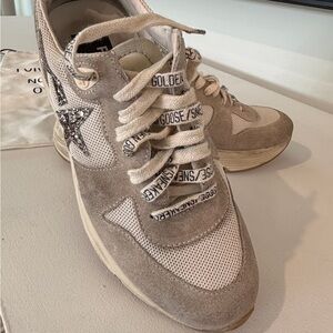 Authentic Golden Goose Cream and Silver Running Shoes Nordstrom exclusive design